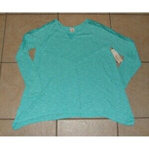 NEW NWT Girls Sz Large 14-16 Plus Green Shark Bite Hem Lace Trim Shirt ARIZONA